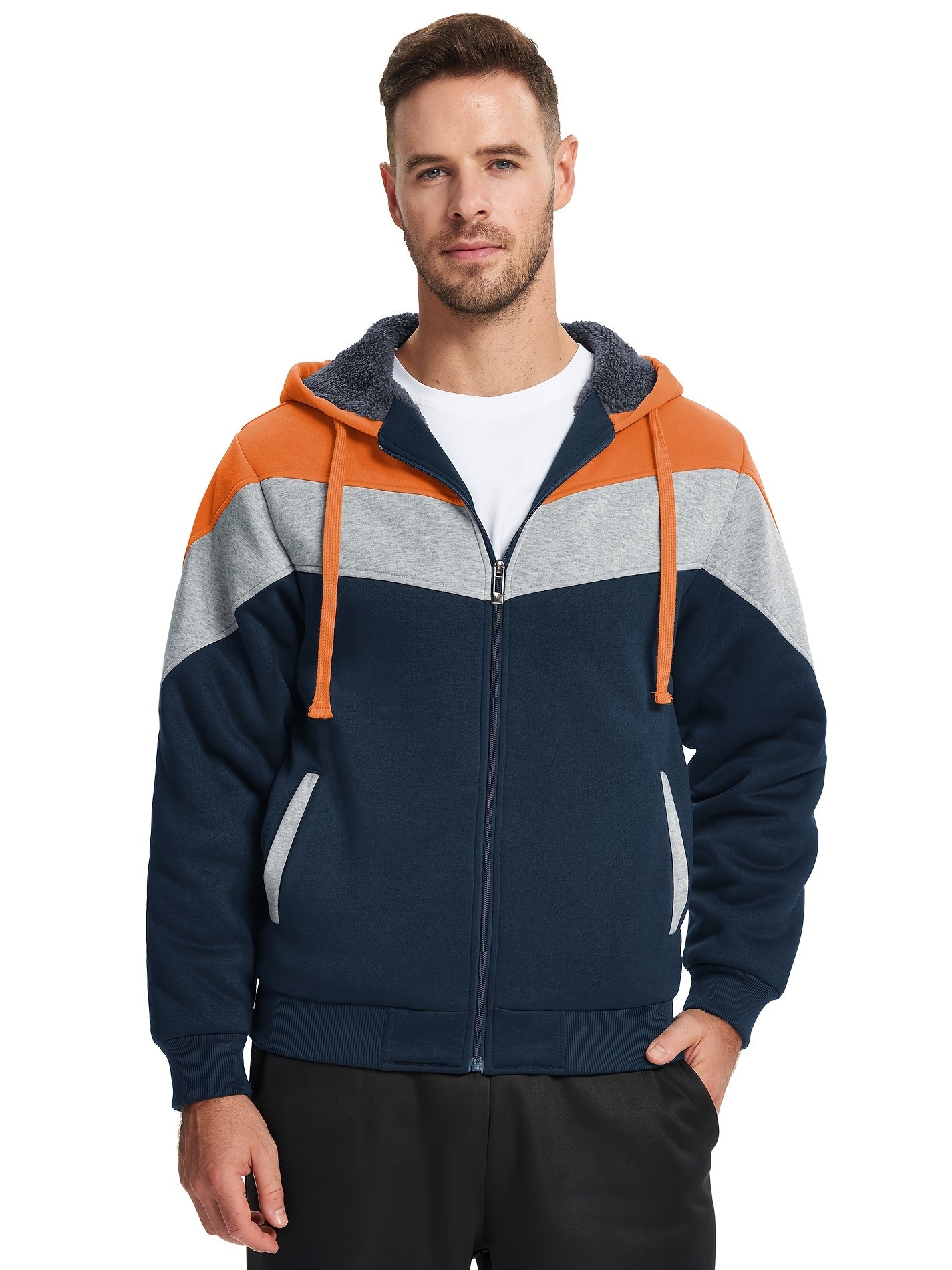 Vielseitiger Kapuzenpullover mit Fell für Herren