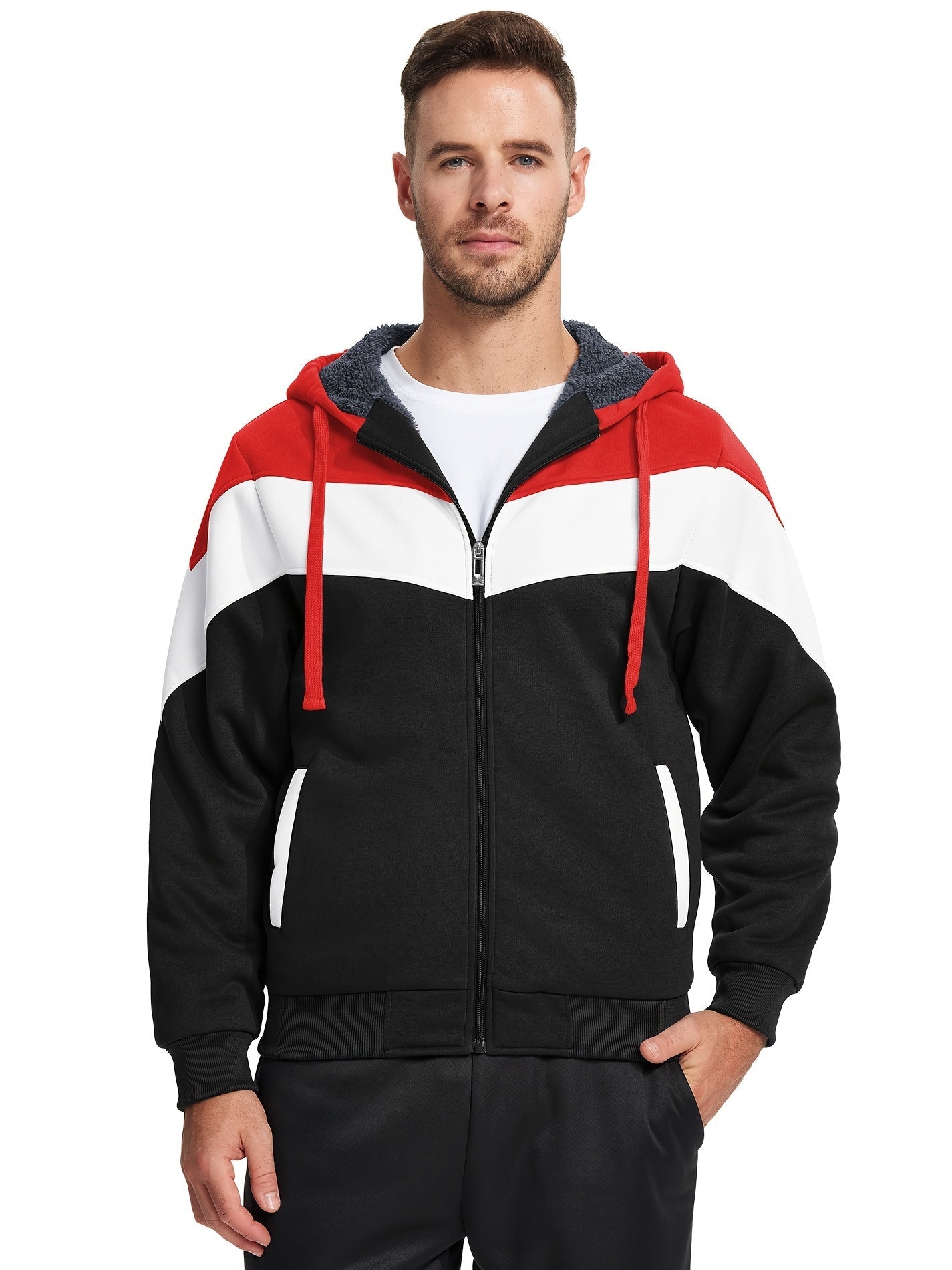 Vielseitiger Kapuzenpullover mit Fell für Herren