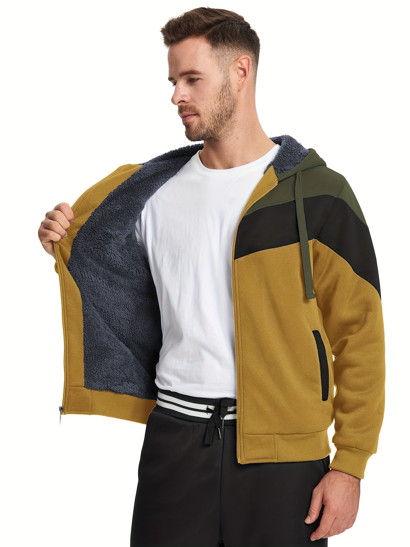 Vielseitiger Kapuzenpullover mit Fell für Herren