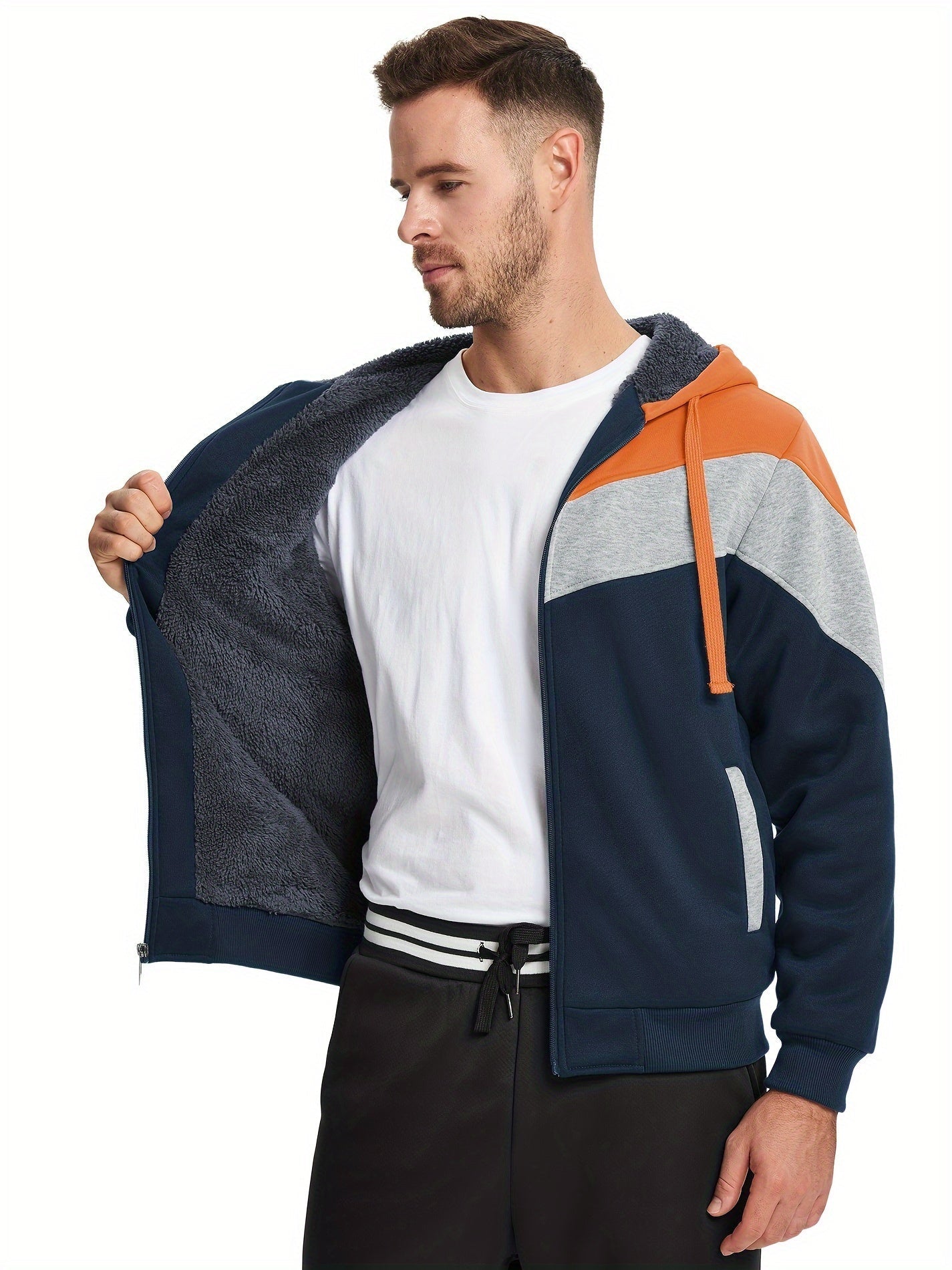 Vielseitiger Kapuzenpullover mit Fell für Herren