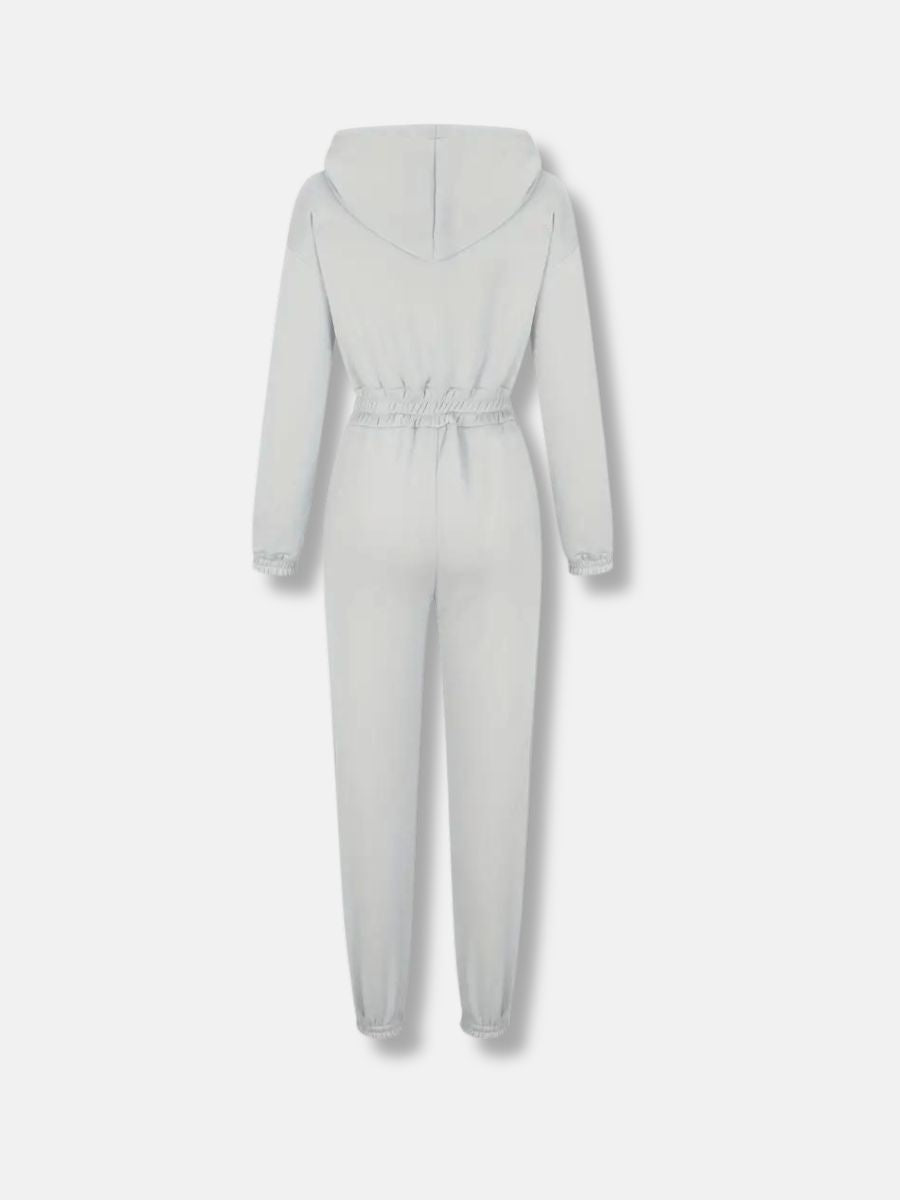 Jumpsuit mit Kapuze und Kordelzug