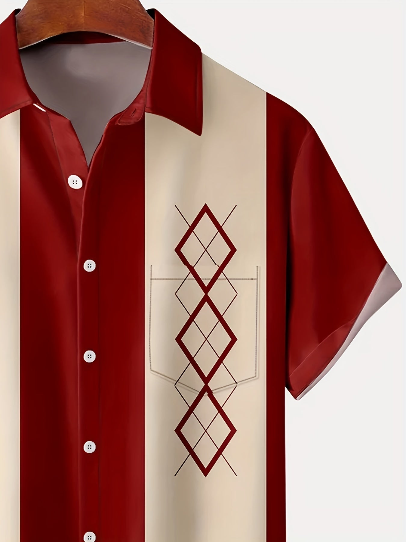 Vintage Kurzarm Hemd mit Geometrischem Print