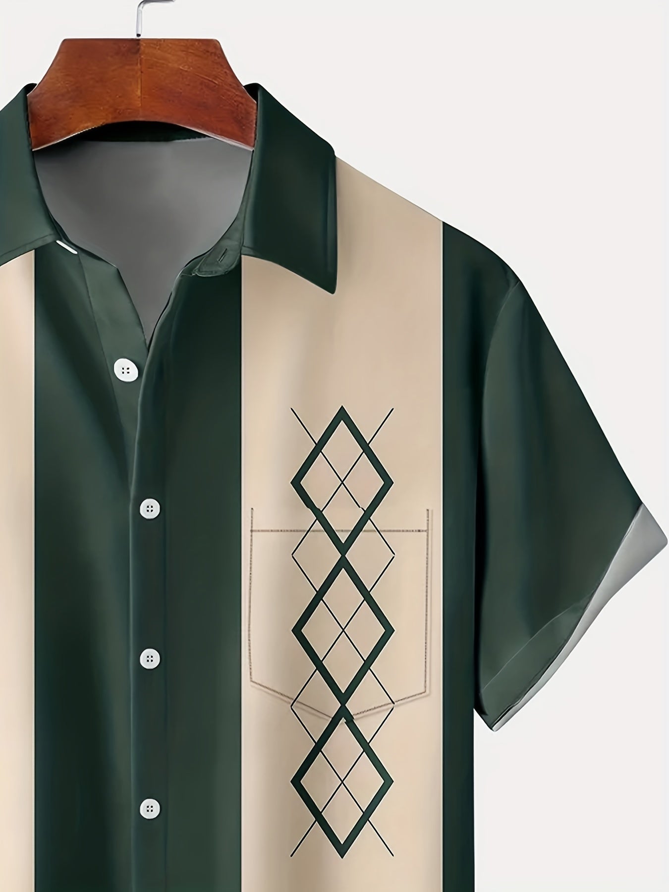 Vintage Kurzarm Hemd mit Geometrischem Print