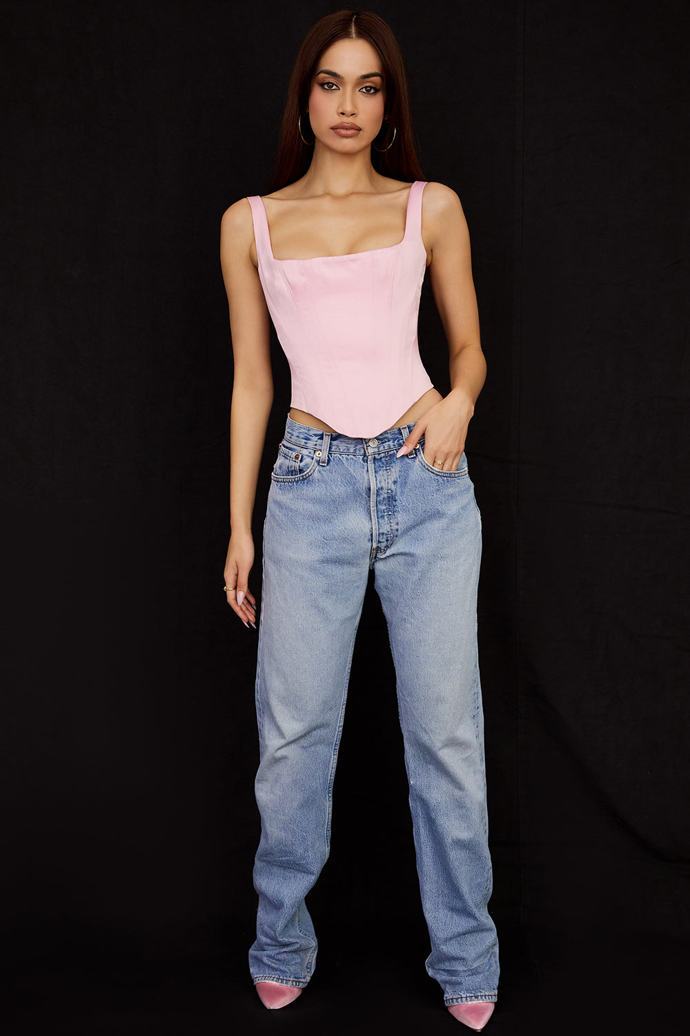 Feenrosa Satin Longline Korsett